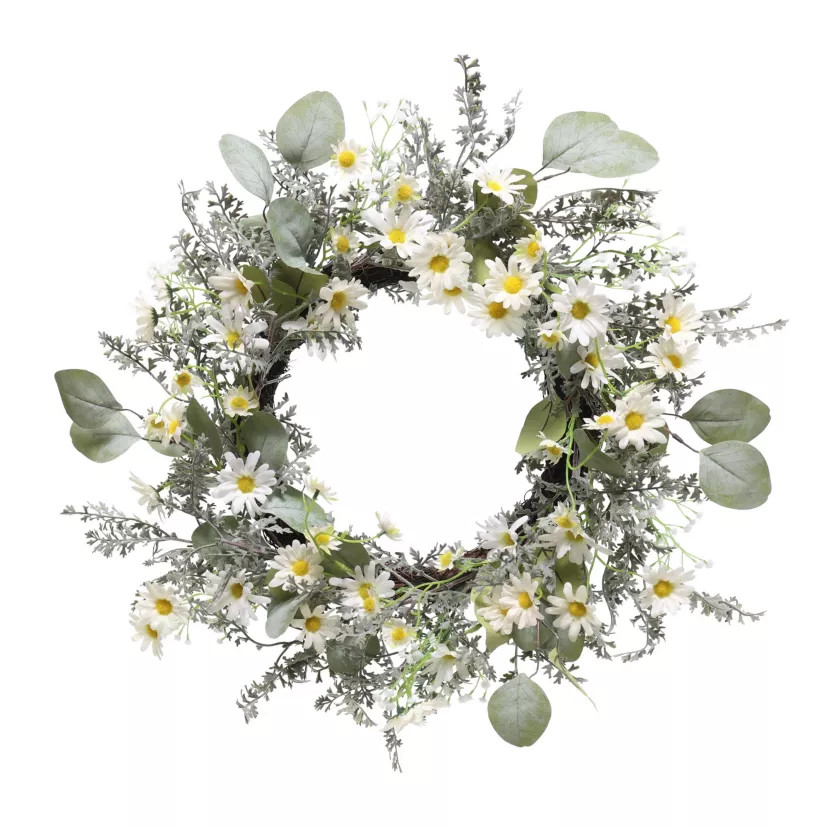 Puleo International 24-inch Artificial Daisy Floral Spring Wreath | Belk