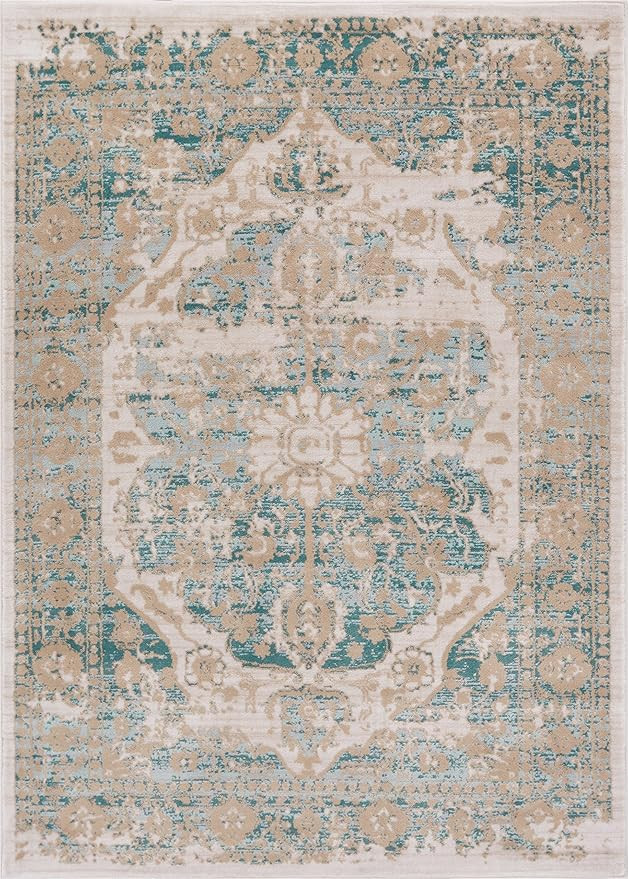 Well Woven Kensington Maxwell Blue Modern Medallion Antique Vintage Distressed Area Rug 7'10" x 1... | Amazon (US)