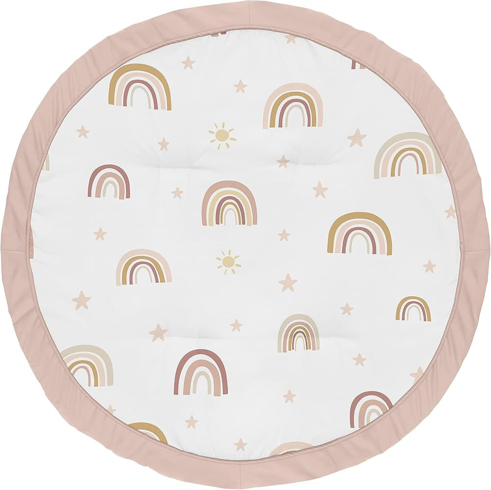 Sweet Jojo Designs Boho Rainbow Girl Baby Playmat Tummy Time Infant Play Mat - Blush Pink Dusty R... | Amazon (US)