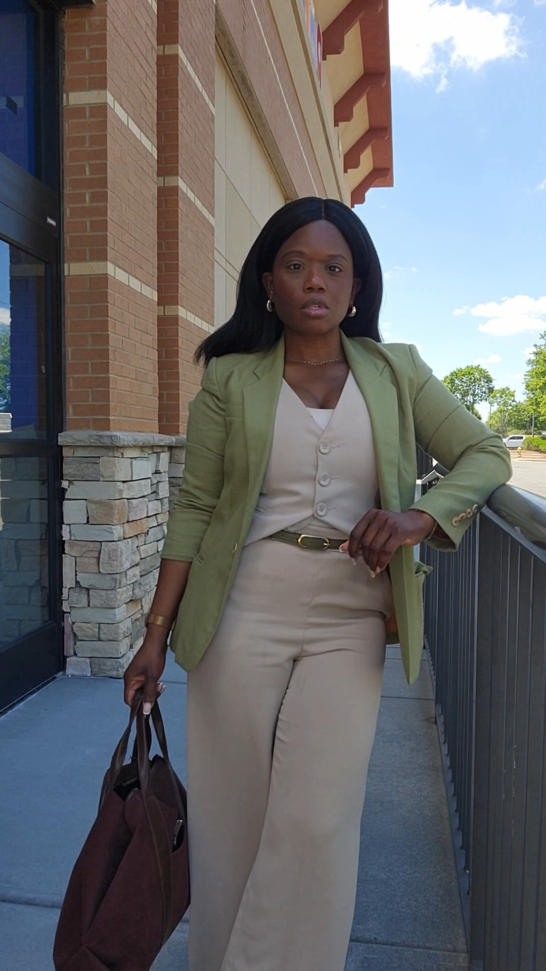 Received so many compliments on this look! Modern business attire, pistachio green blazer + beige monochrome vest and wideleg lightweight trousers

#LTKWorkwear #LTKootd #LTKPetite
