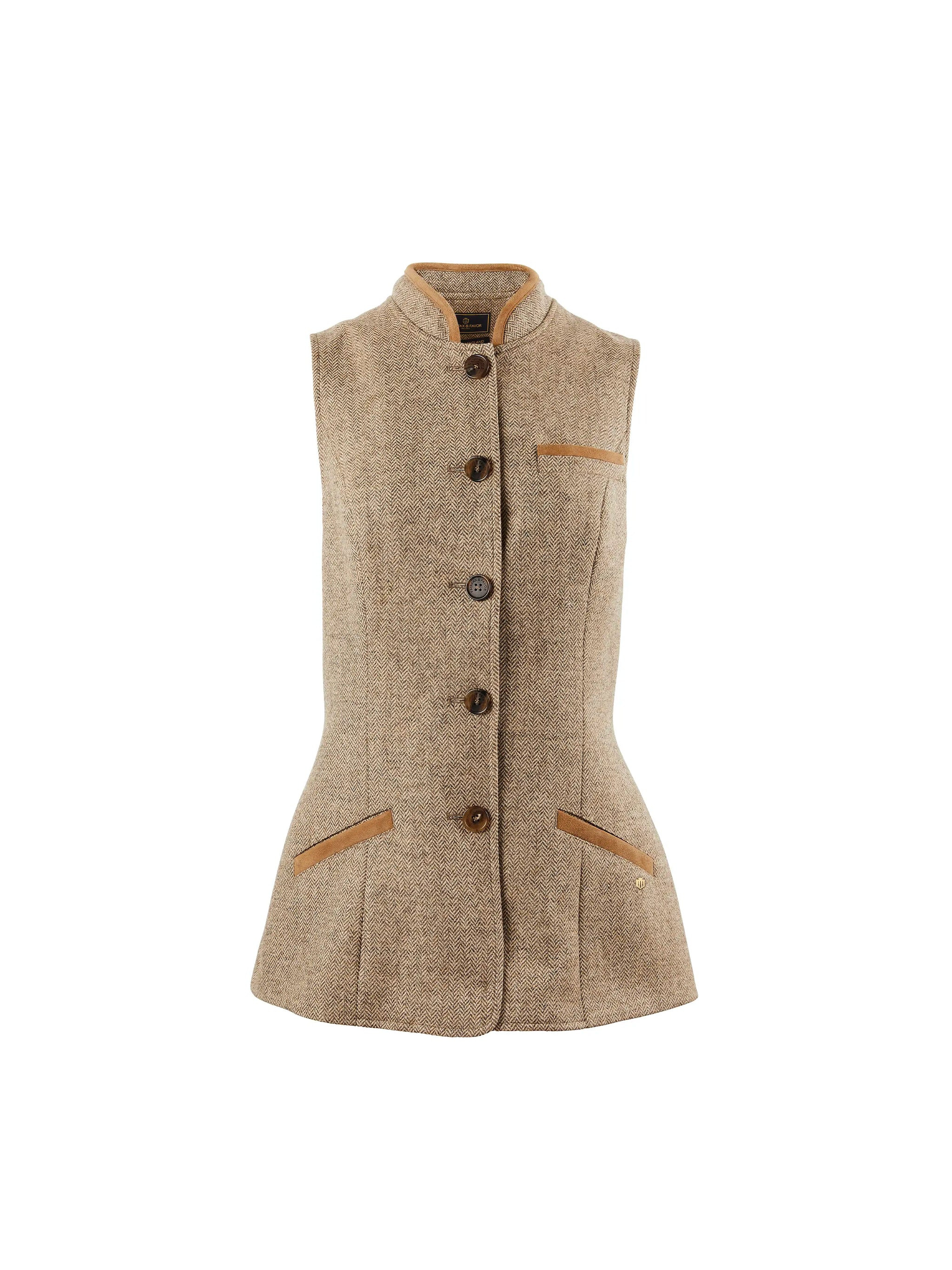 Madeline - Women's Gilet - Taupe Herringbone | Fairfax & Favor | Fairfax & Favor (UK)