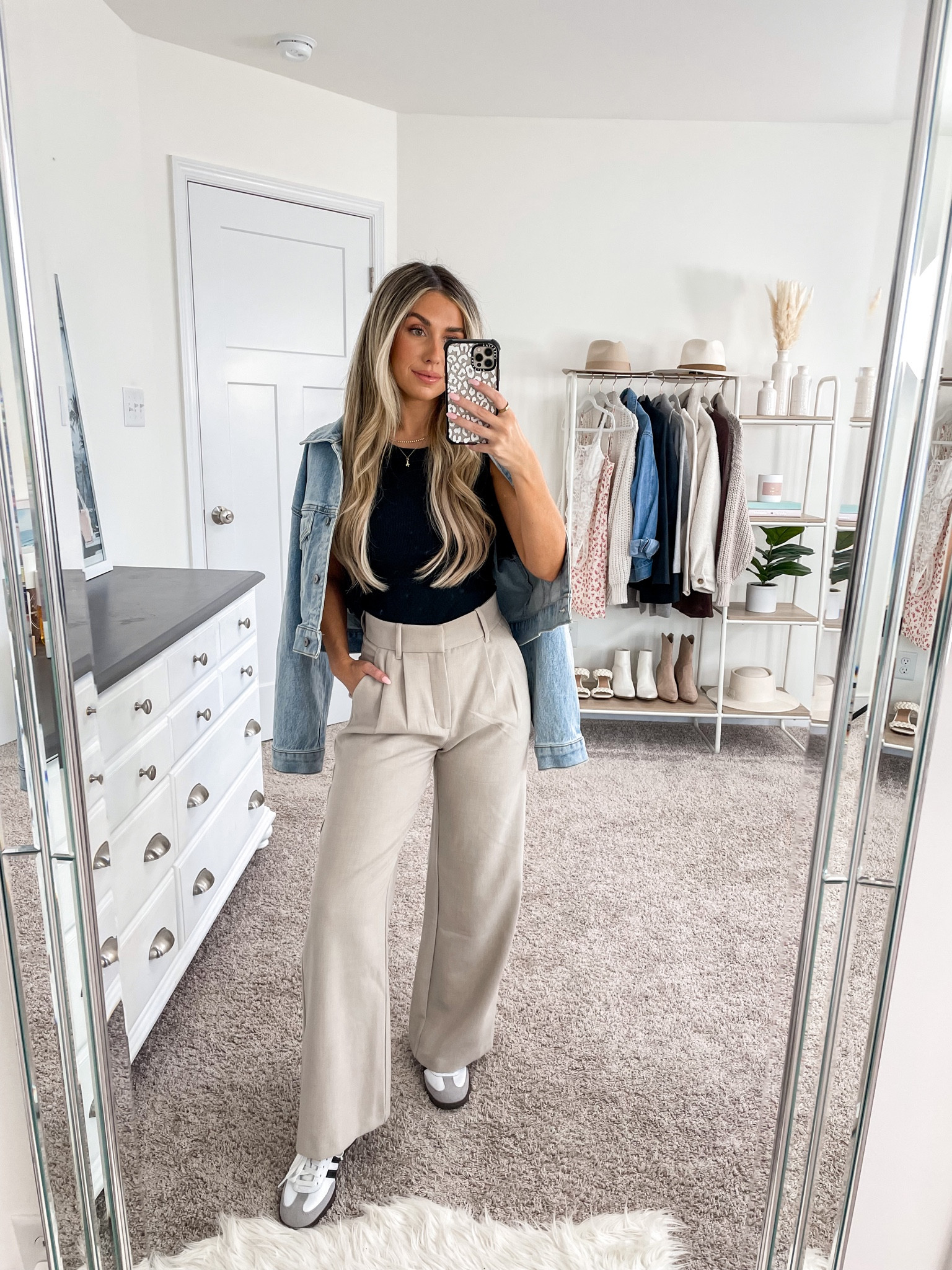 Easy casual go-to uniform 👏🏽 
+ Abercrombie denim jacket: xs
+ Abercrombie tank top: xs
+ Abercrombie trousers: 25 short 
+ adidas samba sneakers: size 6 

#LTKfindsunder100 #LTKSeasonal #LTKSale