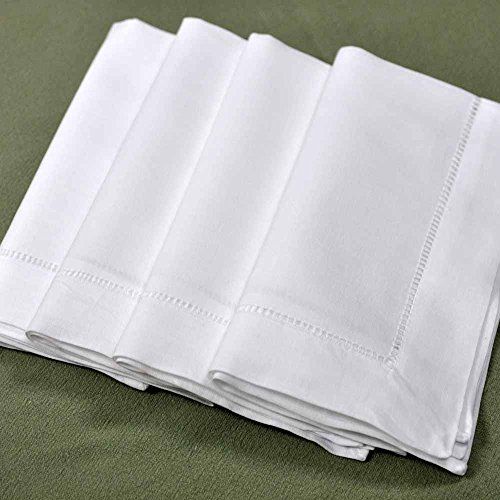 White Linen Hemstitched Dinner Napkins- Set of 4 18" X 18" Ladder Hem Stitch Cloth Napkin | Amazon (US)