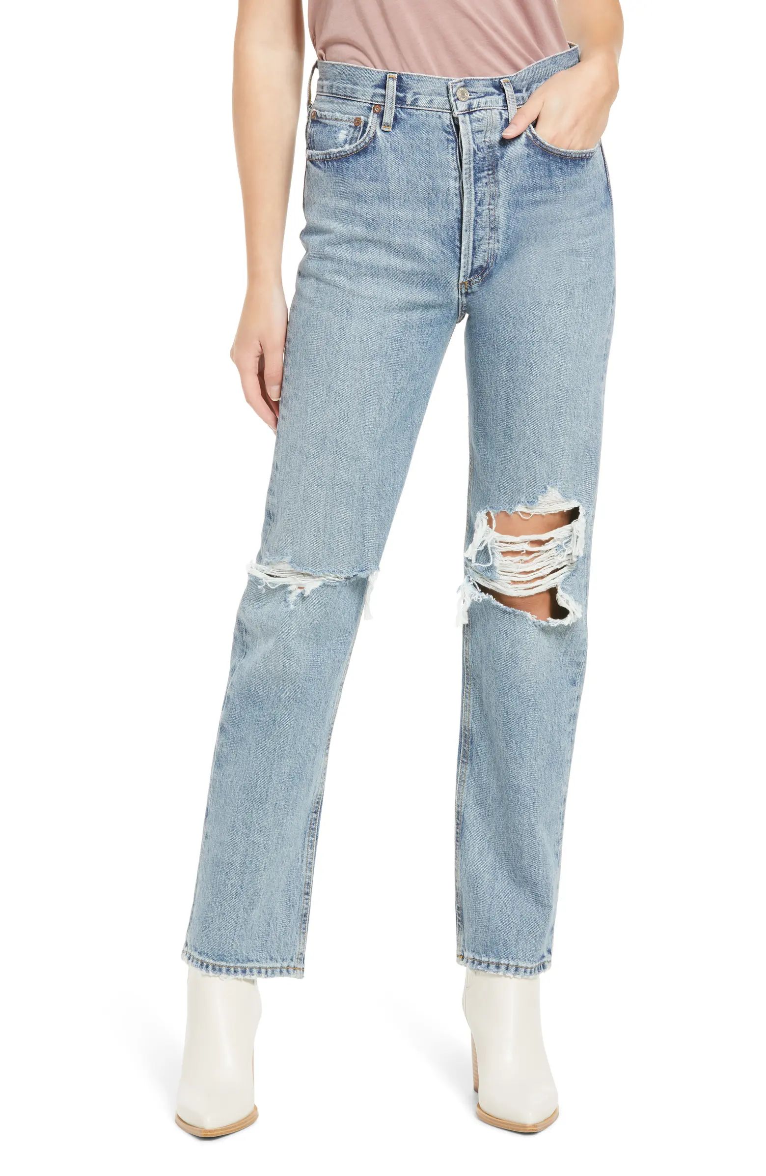 '90s Pinch High Waist Straight Leg Organic Cotton Jeans | Nordstrom