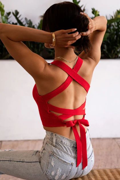 Lilo Red Tie-Back Crop Top | Shop Priceless