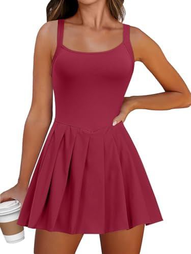 ANRABESS Pleated Mini Dress Romper Sundress | Amazon (US)
