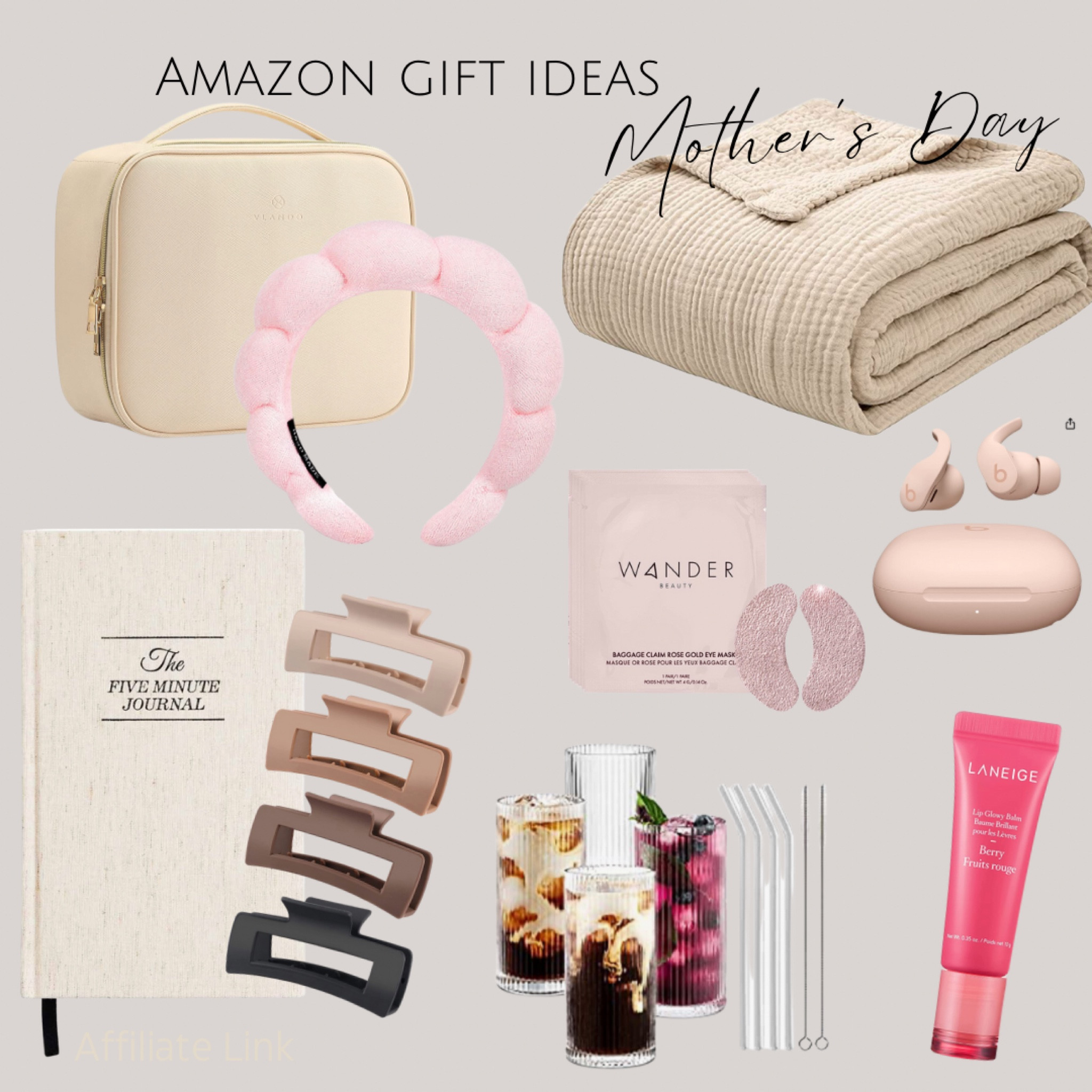Mothers Day Gift guide! #mothersday #giftguide #giftsforher #throwblanket #spaheadband #hairclips #hairclaws #dailyjournal #ribbedglasses #makeupbag #eyemasks #lipbalm #

#LTKFind #LTKGiftGuide
