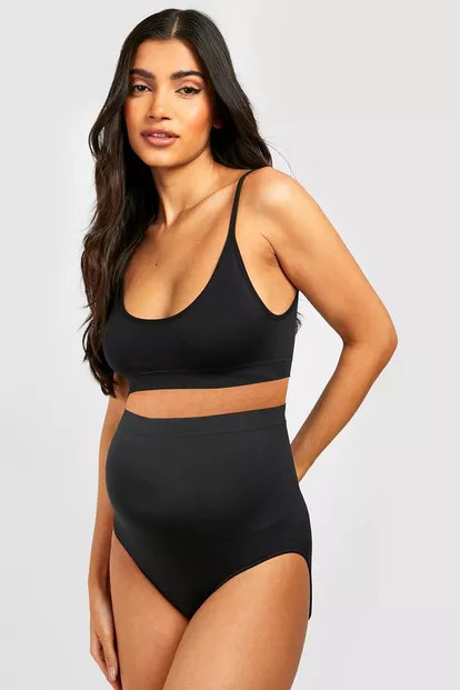 Maternity Seamless Bra And Bump Support Brief Set | Boohoo.com (US & CA)
