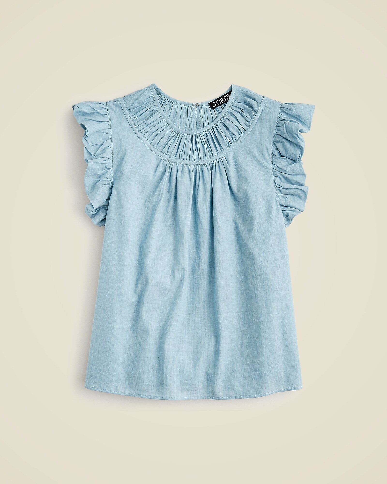 Gathered ruffle-sleeve top in cotton voile | J. Crew US