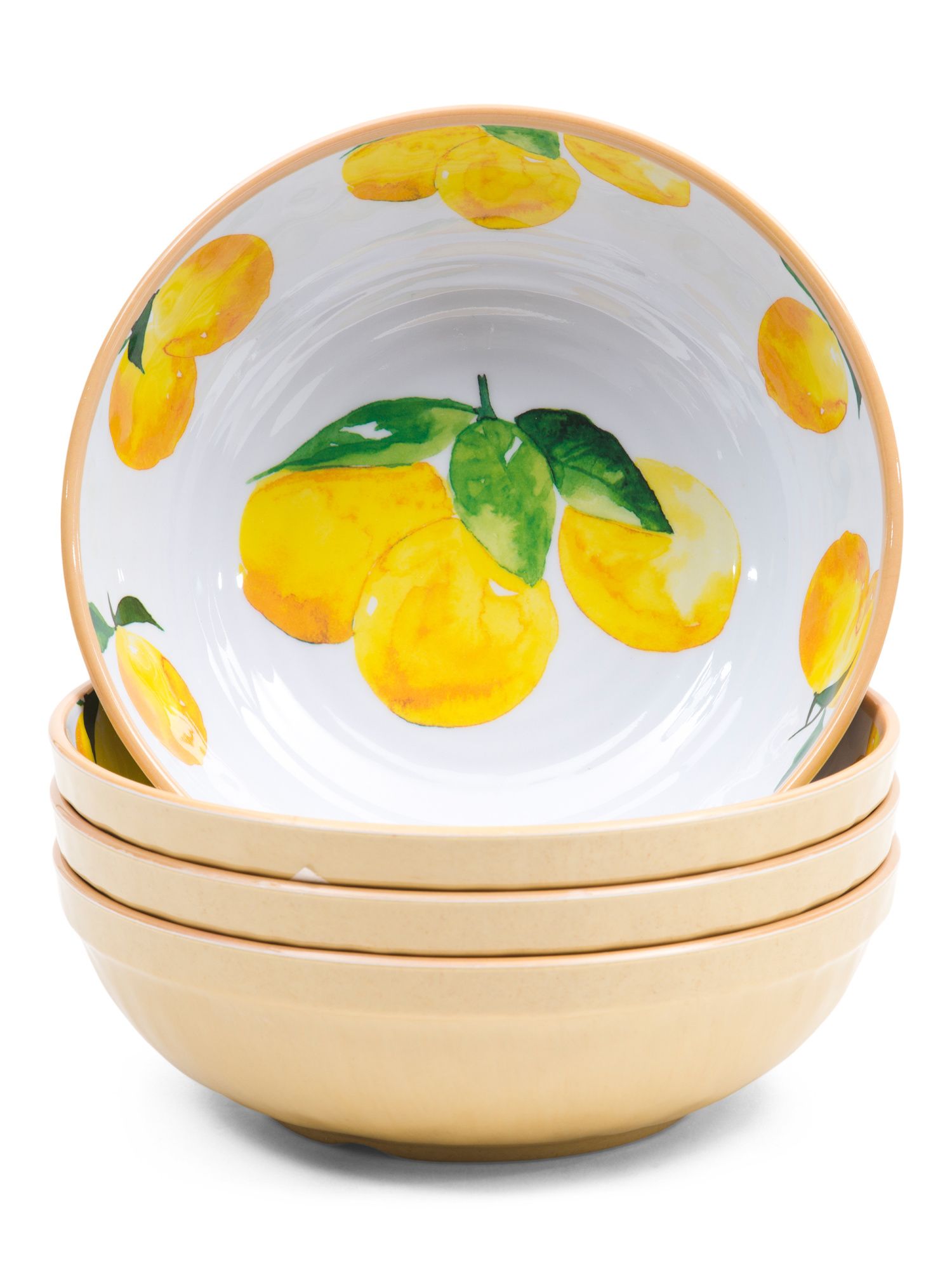 Set Of 4 Melamine Rustic Lemon Bowls | TJ Maxx