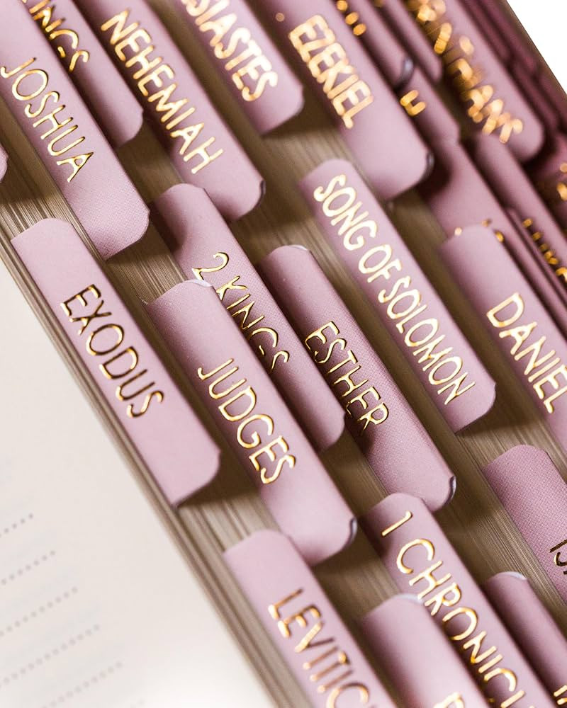 Bible Tabs for Women Study Bible, Gold Embossed Matte Catholic Bible Tabs Pink, Bible Book Index ... | Amazon (US)