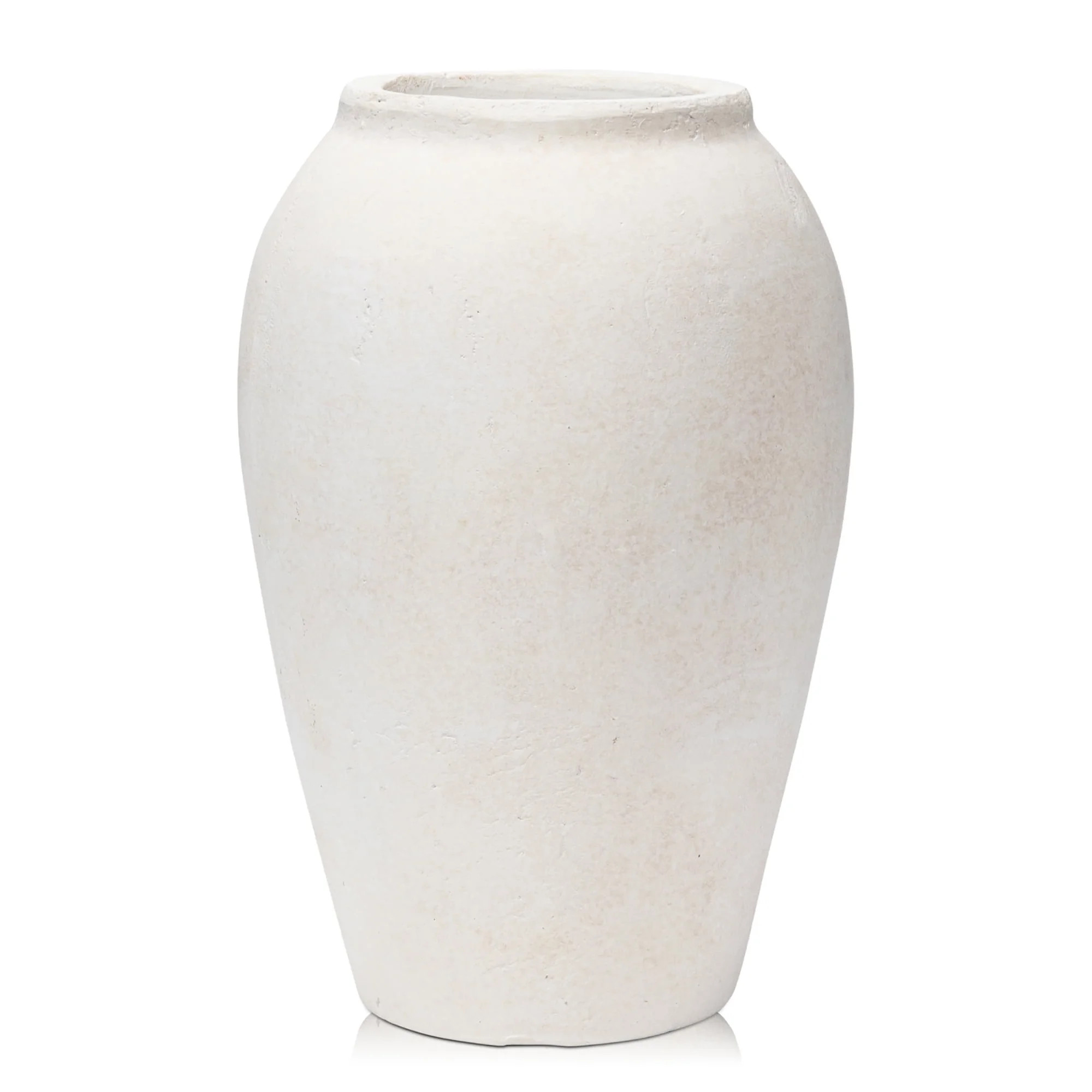9.6" Handmade Terracotta Vase Rustic White Ceramic Vase with Matte Finish for Home Office Café D... | Walmart (US)