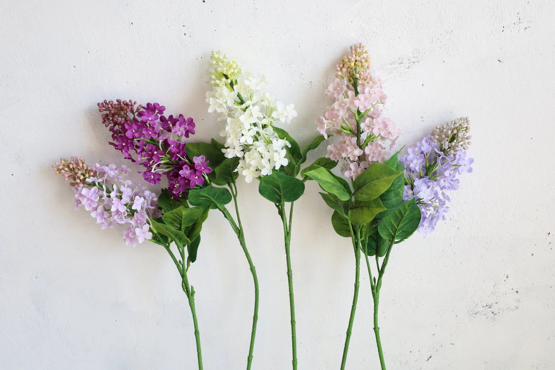 24.4" Artificial Lilac Flower Branch, High-quality Artificial Spring Flowers, White Purple Fake L... | Etsy (US)