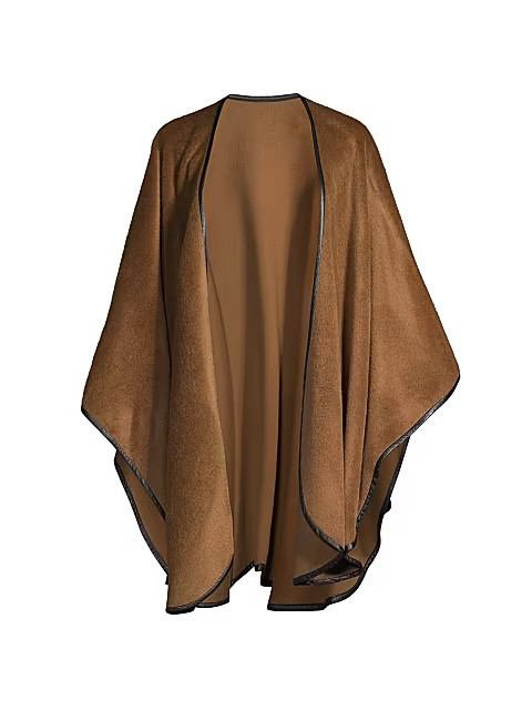 Leather-Trimmed Cape | Saks Fifth Avenue