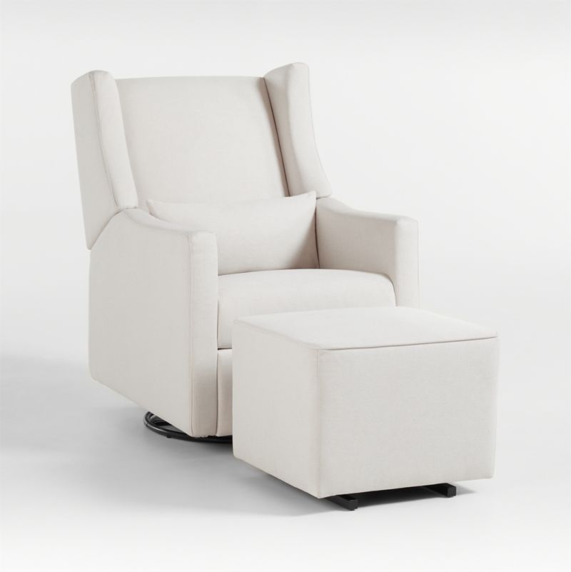 Babyletto Kiwi Glider Recliner w/ Electronic Control and USB Performance Cream Eco-Weave | Crate ... | Crate & Barrel