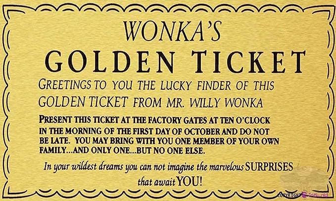 Amazon.com : EYSL Retro Metal tin Sign Willy Wonka Golden Ticket Charlie Chocolate Factory Metal ... | Amazon (US)