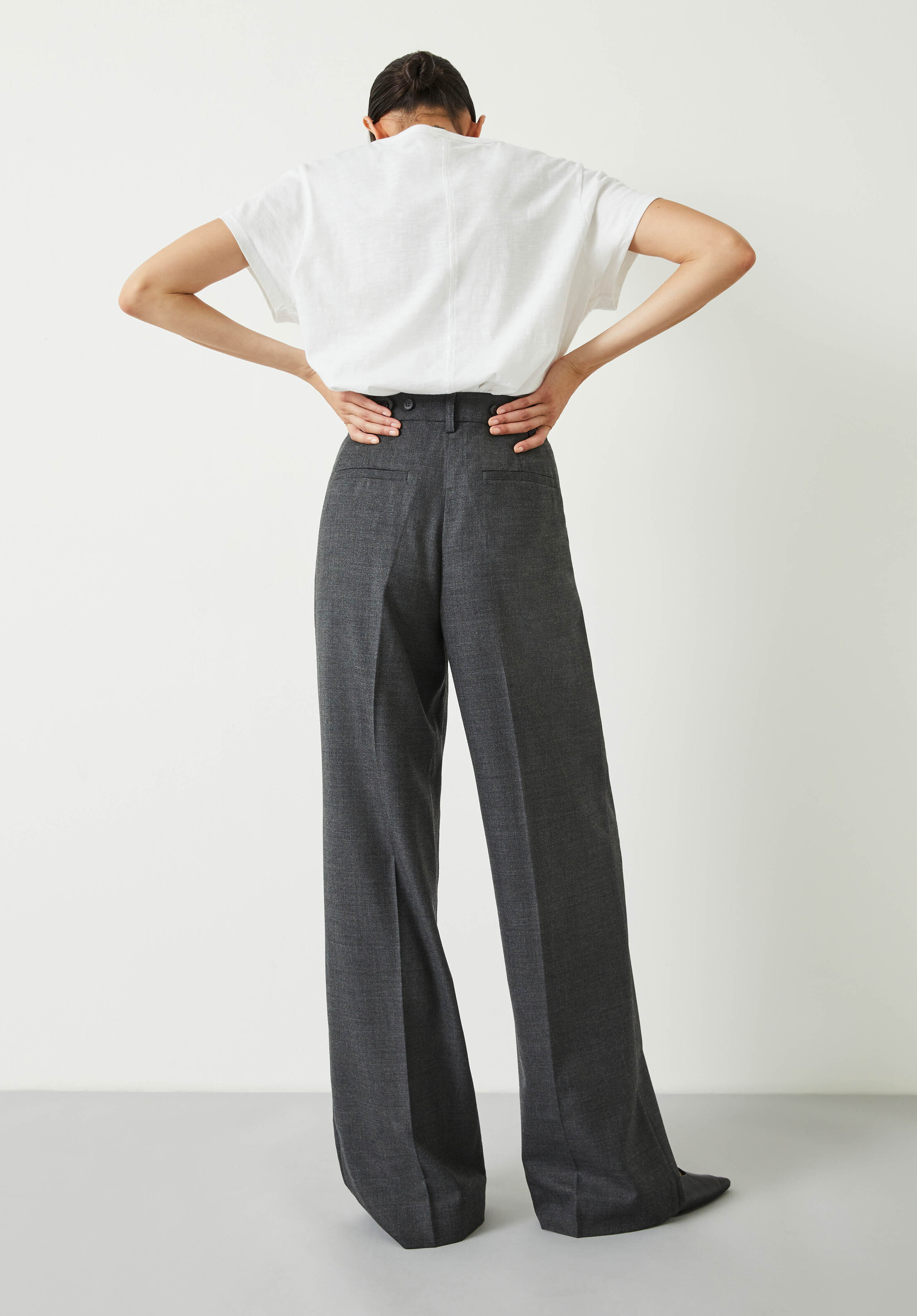 Carla Tailored Wide Leg Wool Blend Trousers | Hush UK