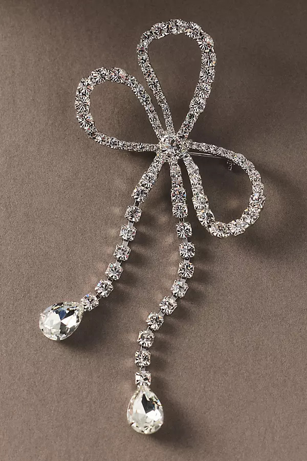 Jennifer Behr Evelyn Crystal Bow Brooch | Anthropologie (US)
