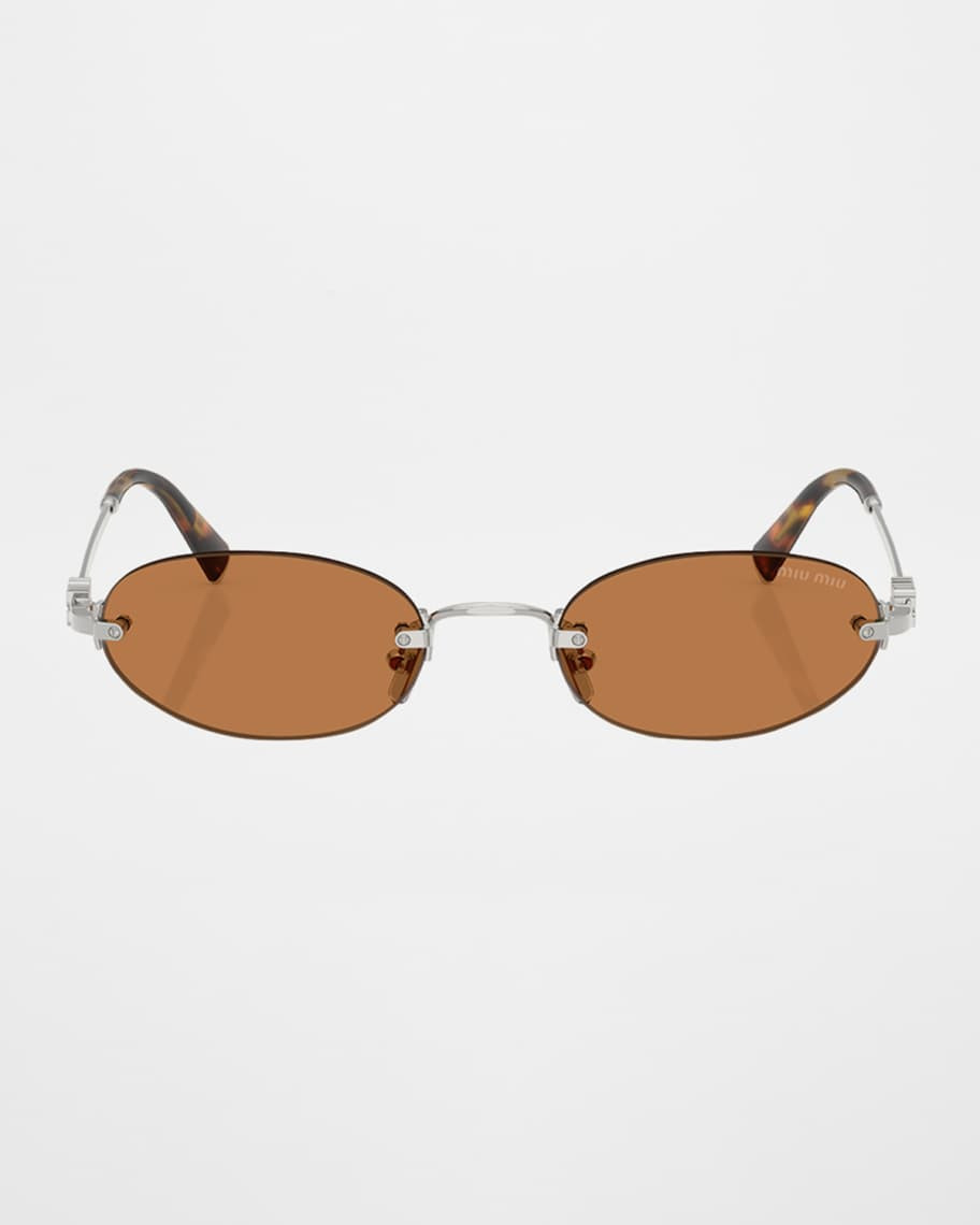 Miu Miu Rimless Metal Oval Sunglasses | Neiman Marcus