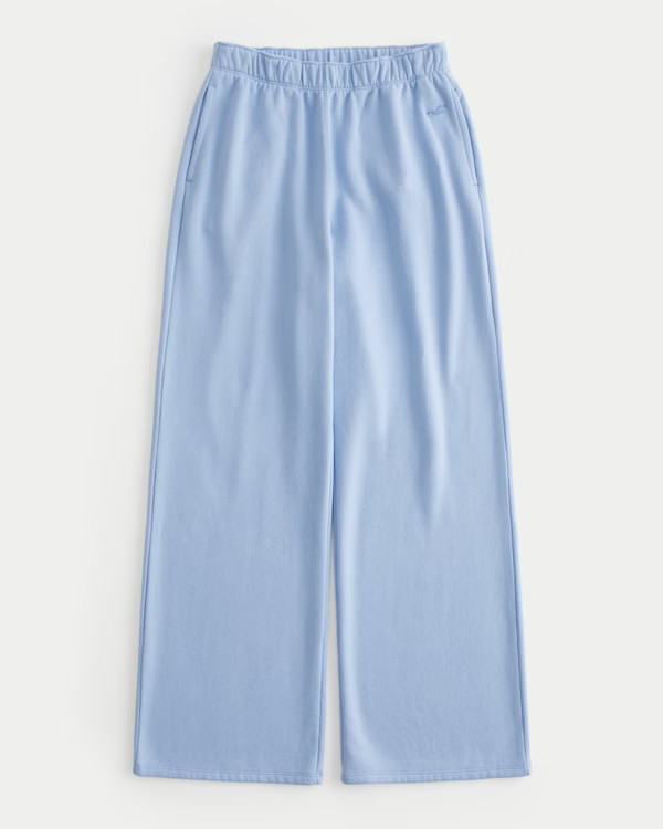 Women's Hollister Feel Good Fleece Wide-Leg Sweatpants | Women's Bottoms | HollisterCo.com | Hollister (US)