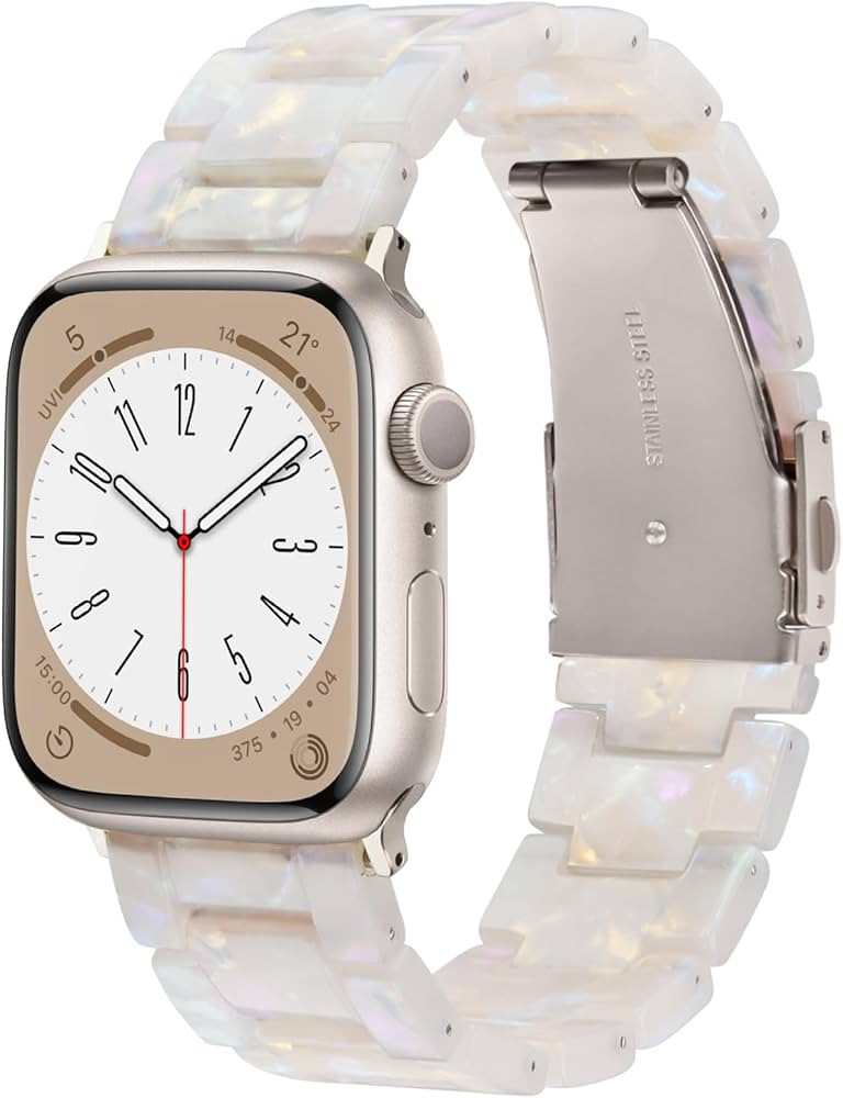 V-MORO Resin Bands Compatible with Apple Watch Series 8/7/9/10/11 Starlight Buckle Fashion Lightw... | Amazon (US)