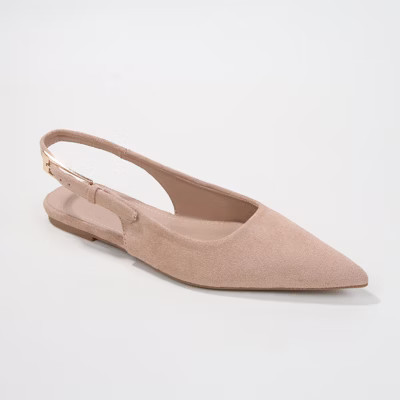 Berness Women's Caitriona Suede Pointed Slingback Flats Beige 10 | Target