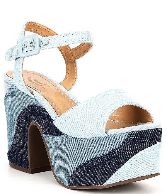 Isabelle Multi Denim Platform Ankle Strap Sandals | Dillard's