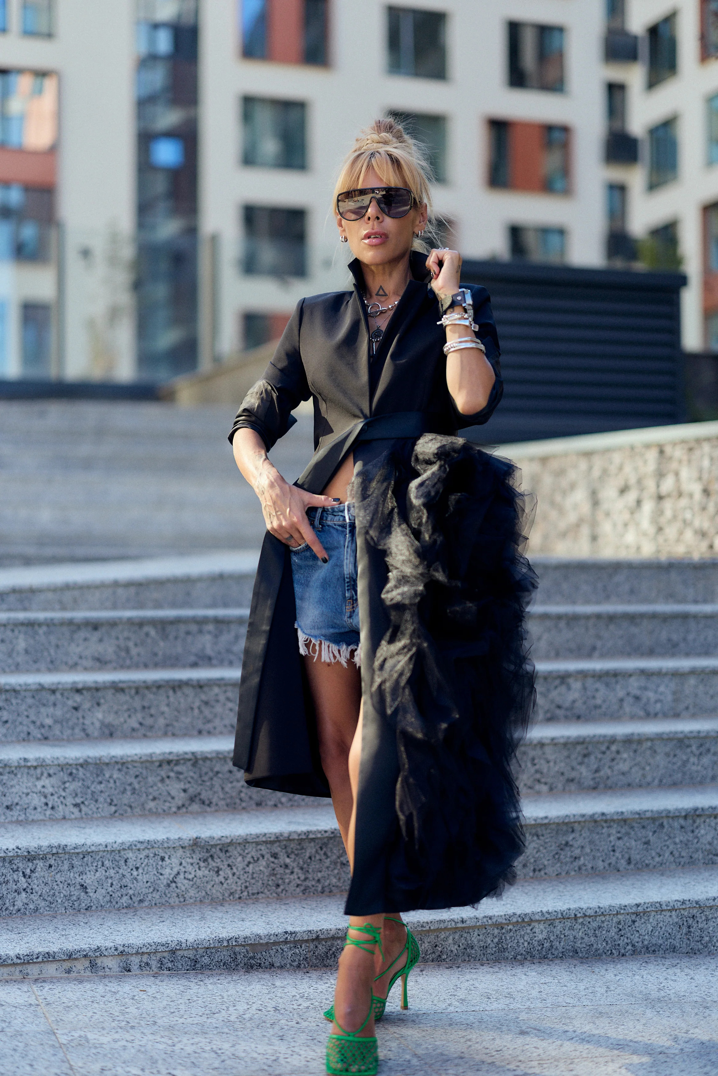 Black Tulle Detail Blazer | Clothes by Locker Room