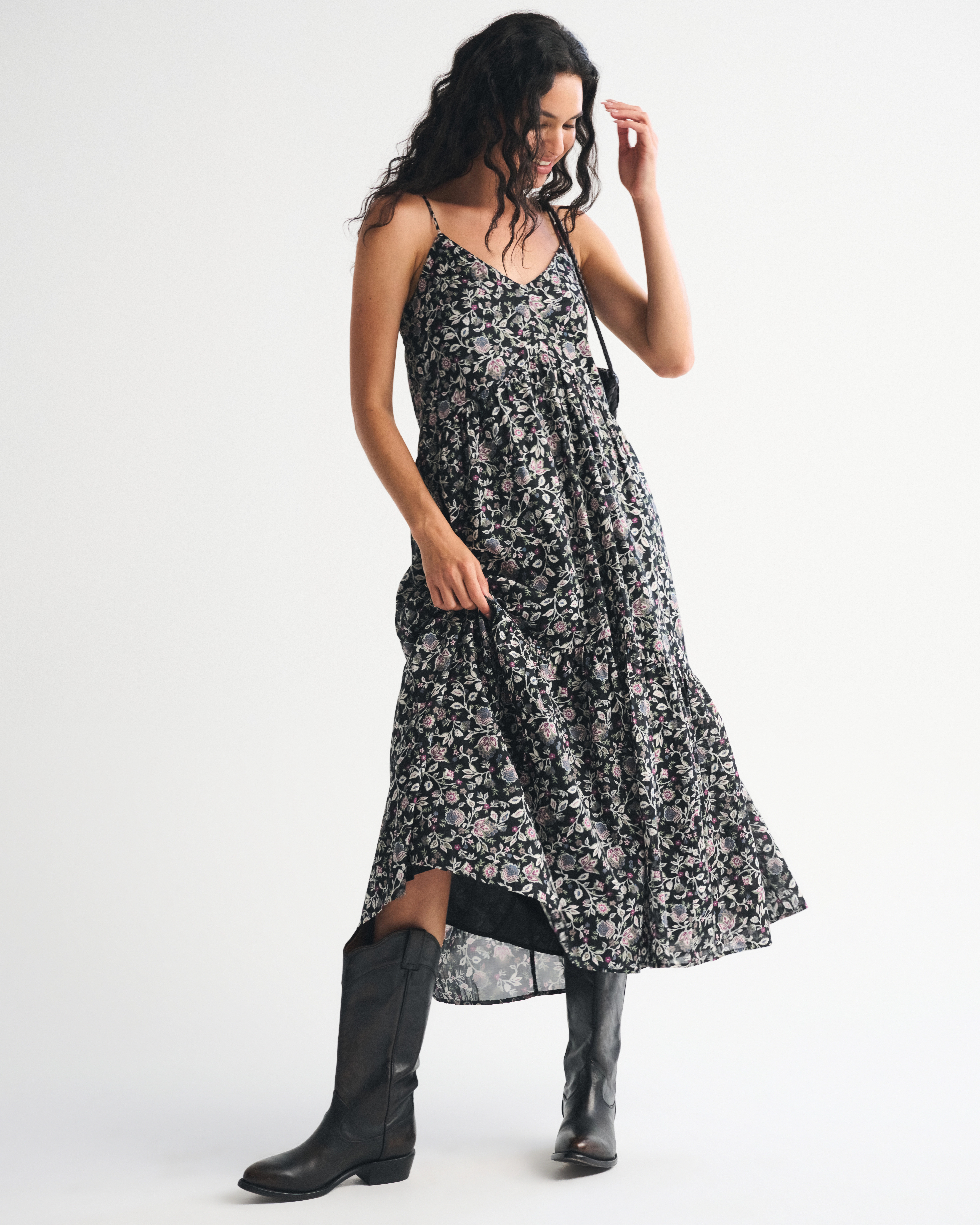 V-Neck Flowy Maxi Dress | Abercrombie & Fitch (US)