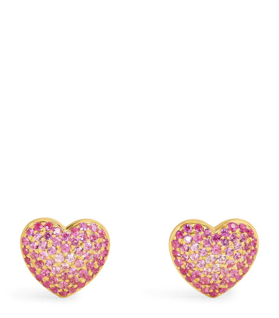 Yellow Gold and Pink Sapphire Heart Lucy Stud Earrings | Harrods