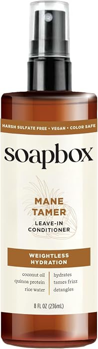 Soapbox Mane Tamer, Leave-In Conditioner Spray to Tame Frizz, Smooth Fly Aways, Hydrate, Add Shin... | Amazon (US)