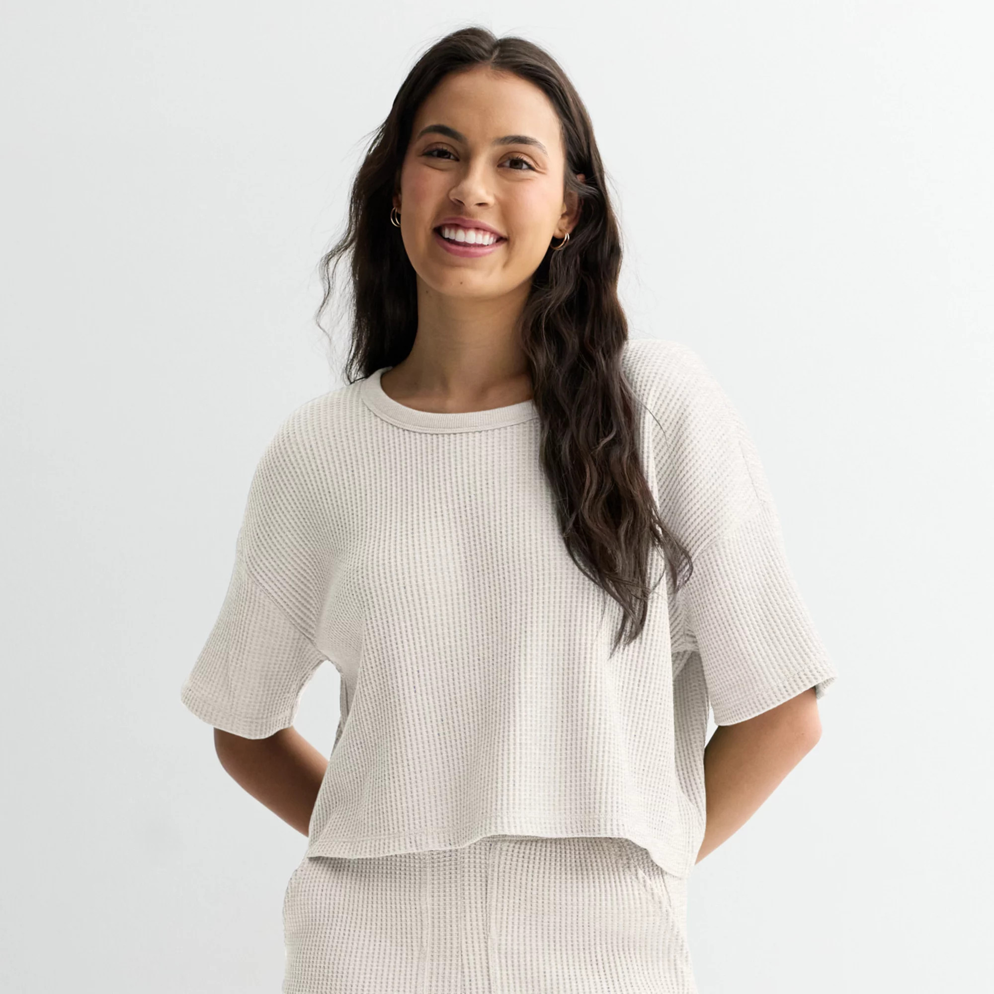 Juniors' SO® Waffle Scoopneck Tee | Kohl's