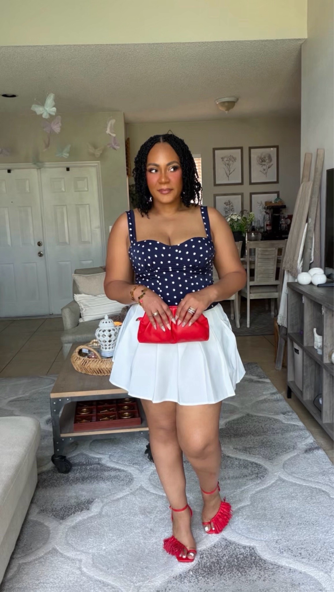 The top is part of a set from Fashion Nova.