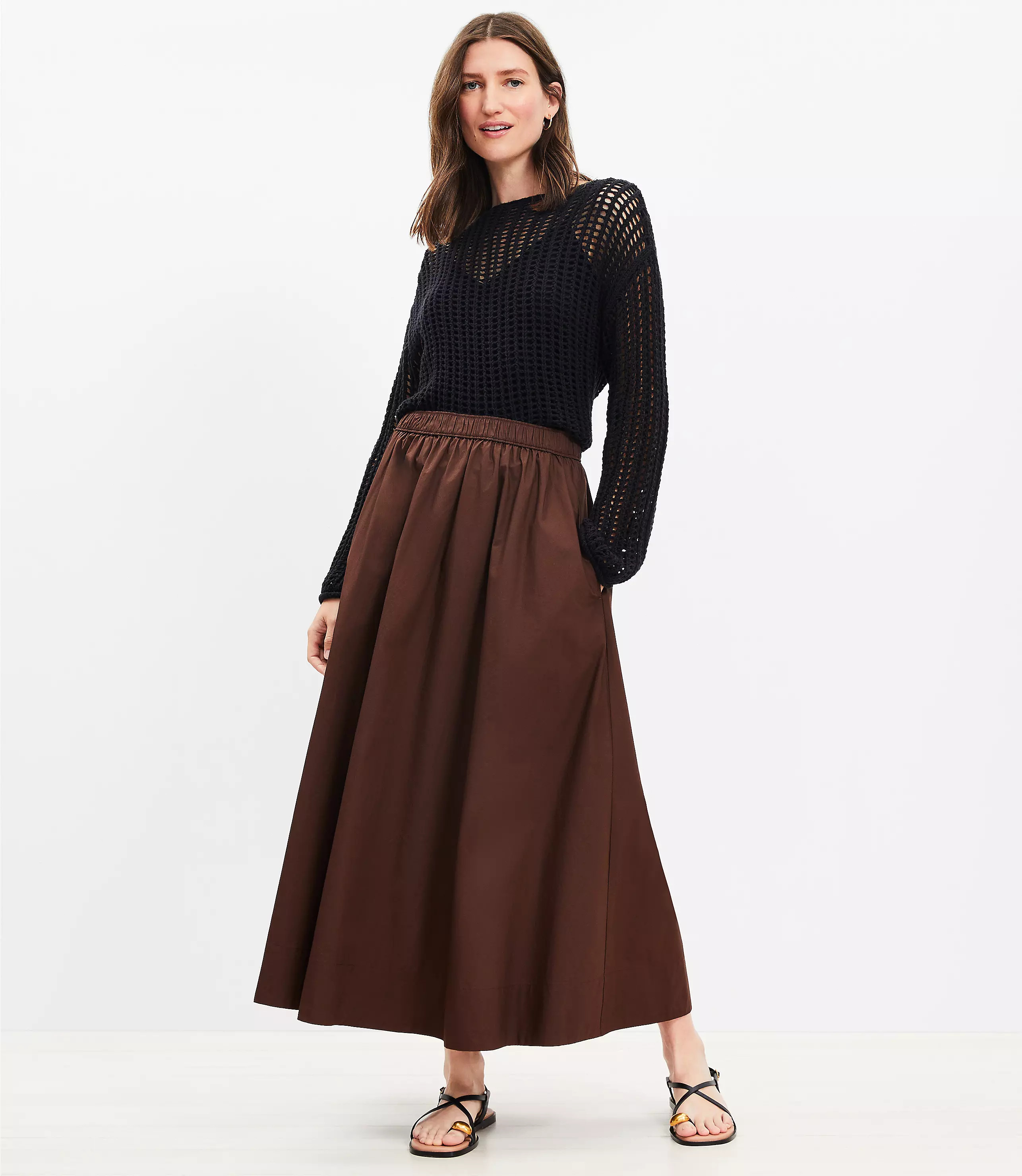 Poplin Pull On Maxi Pocket Skirt | LOFT