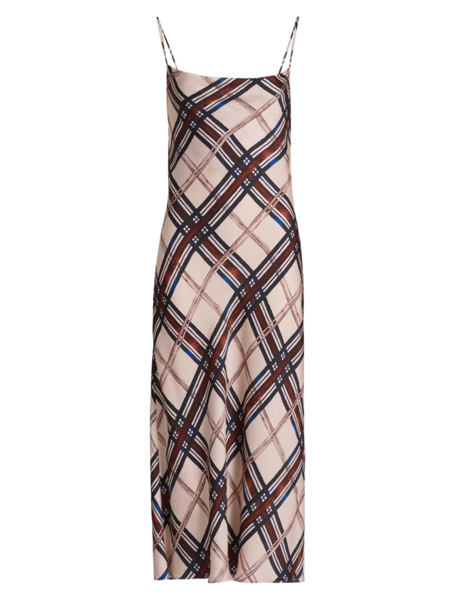 The Kaia Plaid Cowlback Midi-Dress | Saks Fifth Avenue