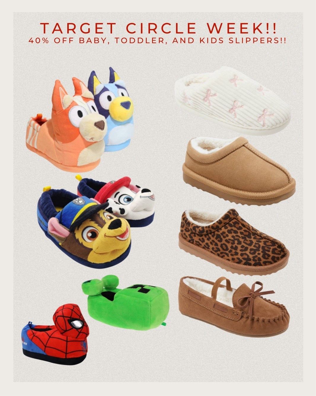 40% off all baby, toddler, and kids slippers!! I love these for the winter to keep those toes warm and they’re all so cute!! Target circle week deal for today only!!

#LTKKids #LTKSaleAlert #LTKBaby
