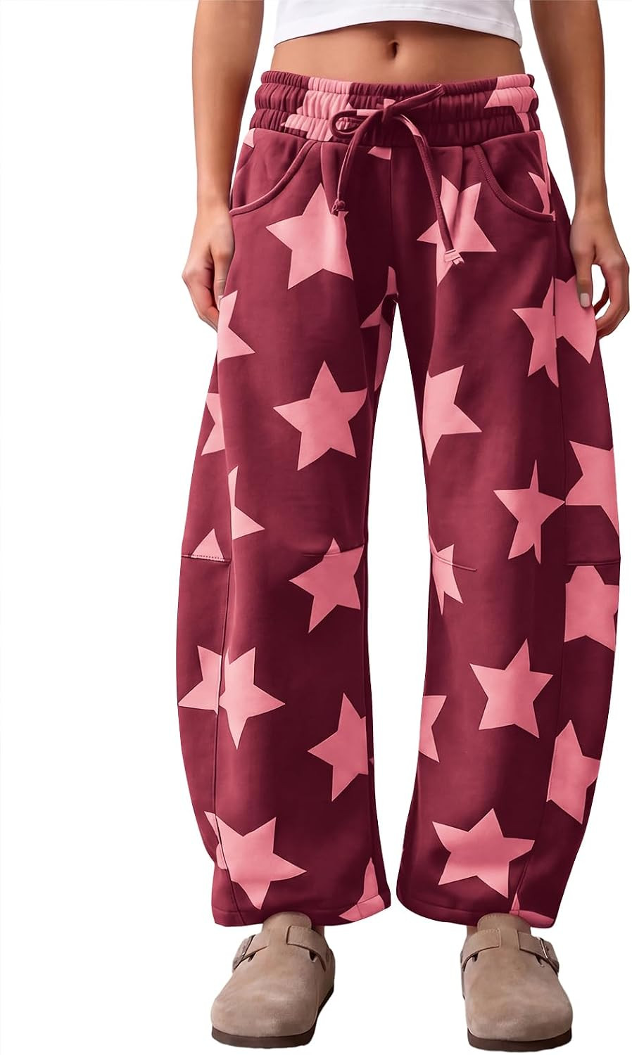 Aoysky Womens Barrel Sweatpants Wide Leg Baggy Star Print Casual Pants | Amazon (US)