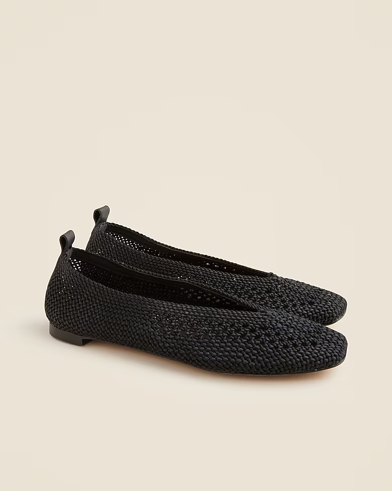 Square-toe crochet ballet flats | J. Crew US