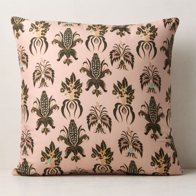 Sinclair Smoked Mauve Printed Silk Throw Pillow with Feather-Down Insert 23"x23 | CB2