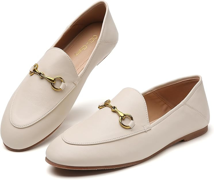 Casual Buckle Loafers for Women Work Flats Round Toe Business Backless Ballet Flats Metal Décor ... | Amazon (US)