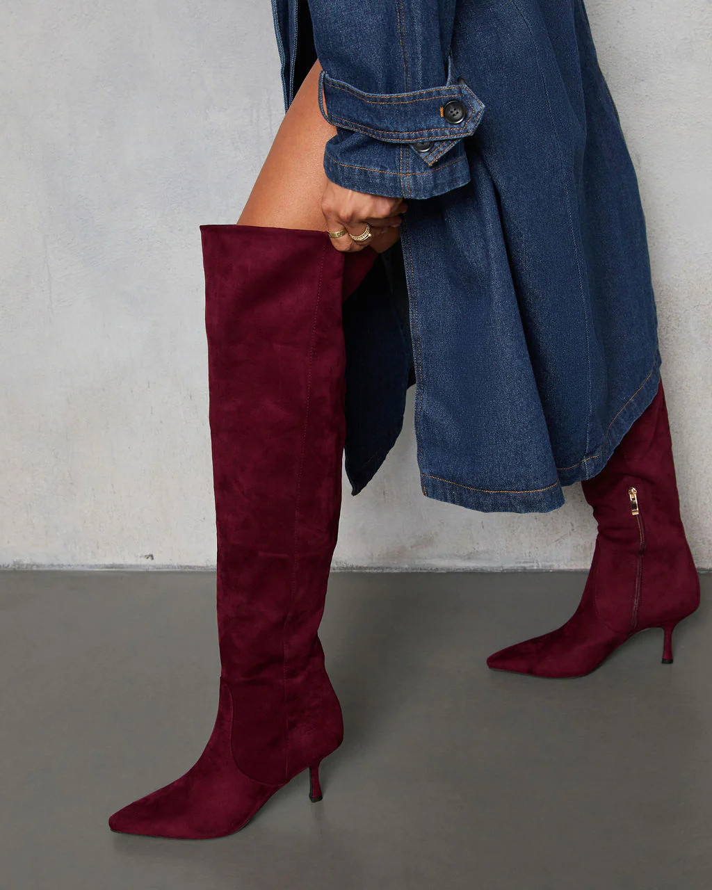Spiced Garnet Suede Over The Knee Boots | VICI