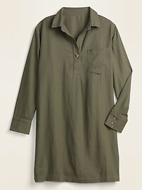 Linen-Blend Popover Shirt Dress for Women | Old Navy (US)