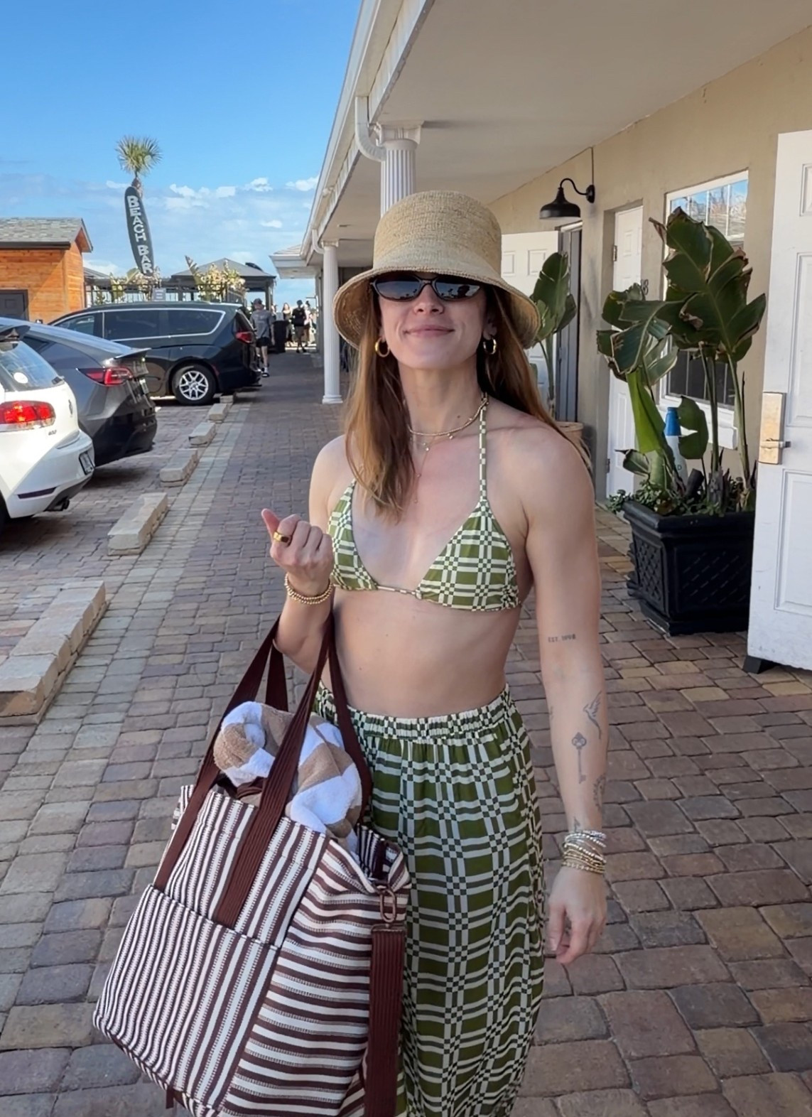 2/17/26 Poolside Outfit of the Day

Simple, easy poolside look 🤍 Linking my Lack of Color bucket hat, Amazon sunglasses, Aerie bikini top + matching bottoms, my BÉIS beach bag (perfect for travel + pool days), and my TKEES flip-flops.

Effortless, neutral, and vacation-ready.

#LTKootd #LTKTravel #LTKmorningroutine