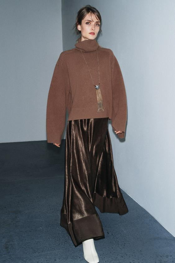 ZW COLLECTION LIMITED EDITION SATIN EFFECT MIDI SKIRT | Zara US