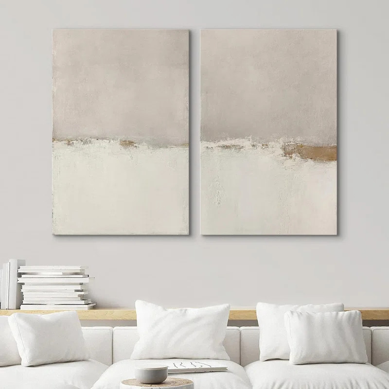 Beige Tan Abstract Grunge Modern Art Minimalist Neutral Decor Frame 2 Pieces Picture - Canvas Pri... | Wayfair North America