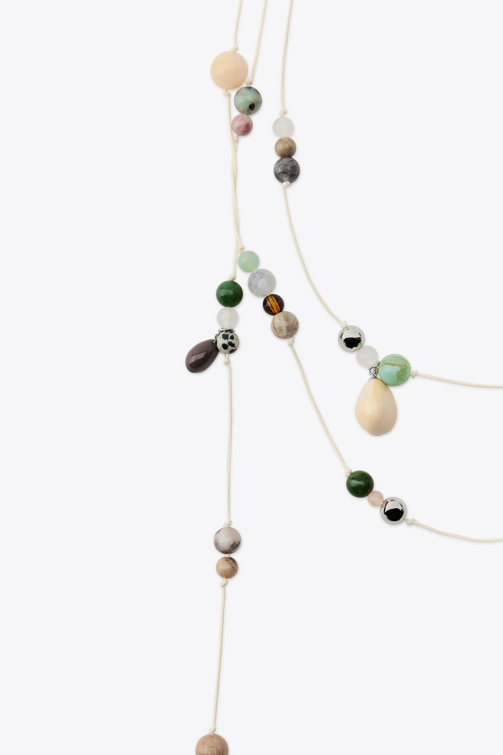 MULTIPOSITION STONE CORD NECKLACE | Zara US