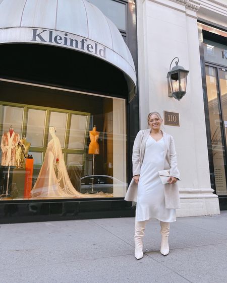 Wedding dress shopping outfit in NYC! Fall weather outfit, neutral fall outfit, bridal wardrobe, wedding event outfit 

Coat is old, I’ve linked similar!
Wearing a medium in the dress 

#LTKunder50 #LTKSeasonal #LTKcurves
