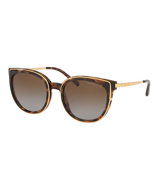 Michael Kors Women's Sunglasses DK - Dark Tortoise & Gold Contrast-Trim Cat-Eye Sunglasses | Zulily