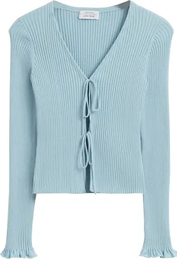 Tie Front Cotton Rib Cardigan | Nordstrom