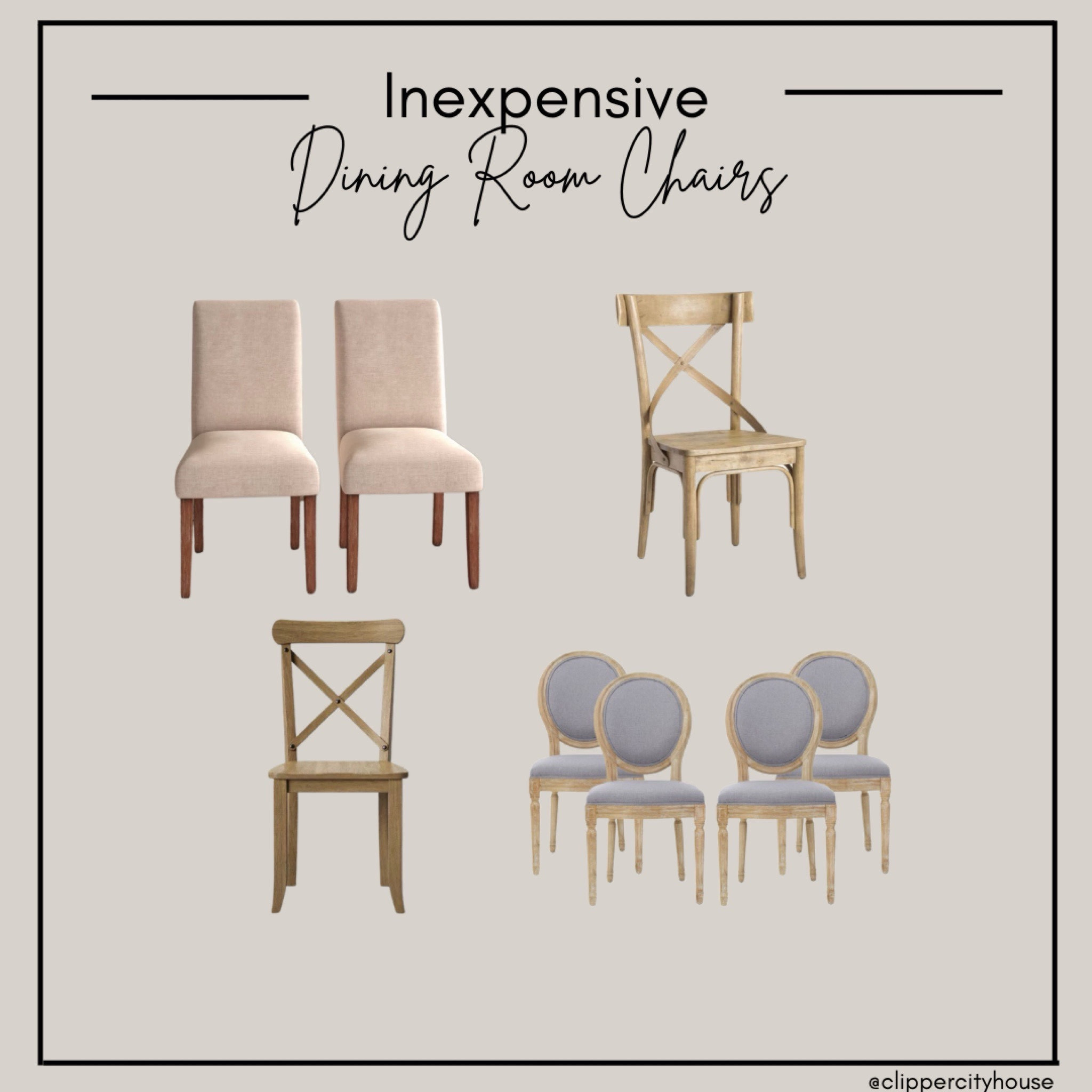 Affordable dining room chair round up - I have the solid wood chair on the bottom left. These are high quality and have held up over the years, target dining room chairs, 

Upholstered dining room chair, kitchen dining chairs, dining room chairs, gray upholstered chairs, oval back dining room chairs, wood dining chairs

#LTKSaleAlert #LTKU #LTKHome